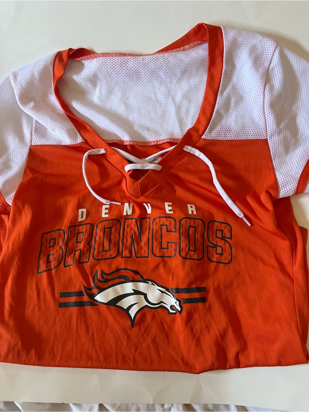 NFL Denver Broncos Orange and White Lace-Up Tee